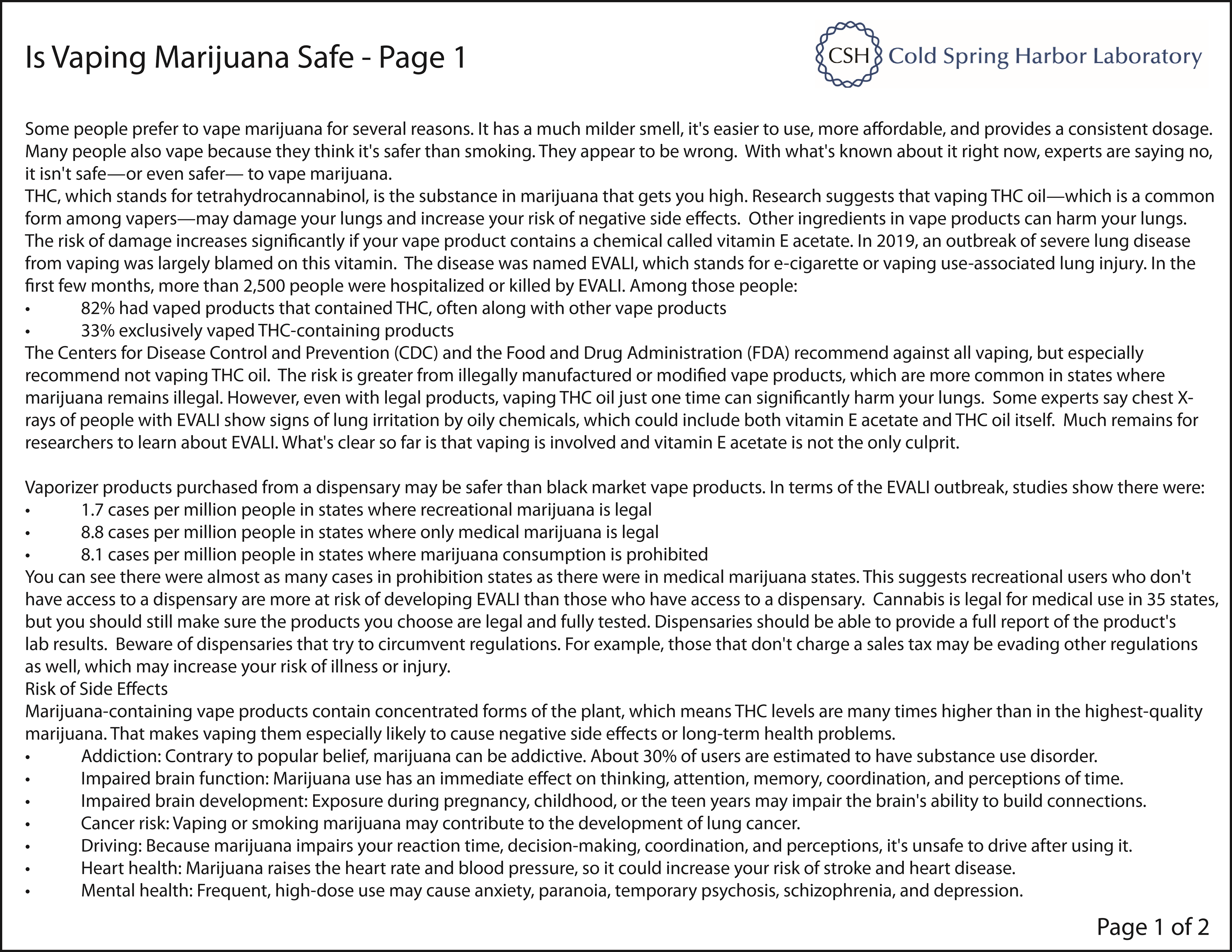 Is Vaping Safe Page 1